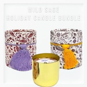 NWT Wild Sage Winter Holiday Dual Candle Set